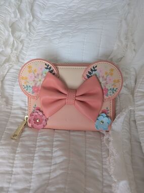 Loungefly Disney Floral Bow Coin Purse Wallet - Pink